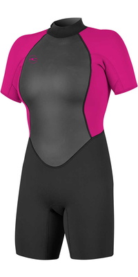 2025 O'Neill Womens Reactor II 2mm Back Zip Shorty Wetsuit 5043 - Black / Berry